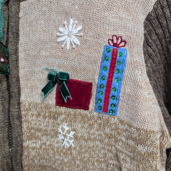 Vintage 90s Beaded Santa Ugly Christmas Cardigan Sweater‎ Teacher Retro - Picture 11 of 15